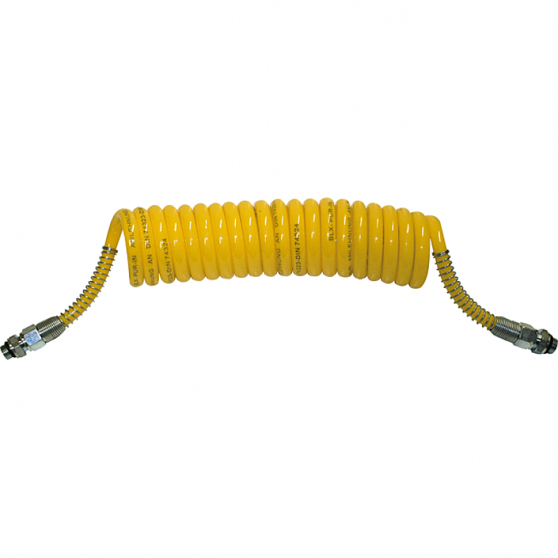 Serpentin pneumatique avec embour M16 NF PU  Jaune