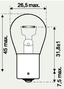 12V 21W GELB ANZEIGELAMPE BA15S