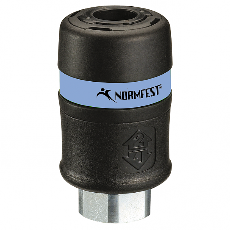 Raccord rapide de sécurité pour l'air comprimé avec filetage femelle cylindrique 3/8